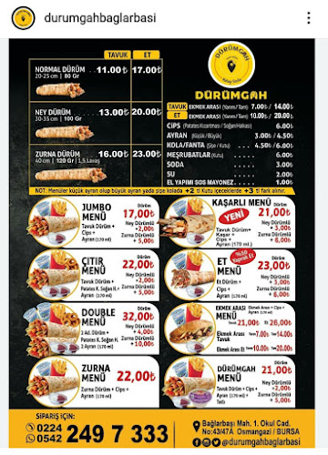 Opinii despre Dürümgah Bağlarbaşı în Osmangazi̇ - Gastronomi ve konaklama