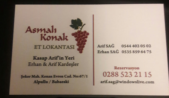 Comentarii opinii despre Asmalı Konak Et Lokantası Kasap Arif'in Yeri Erhan & Arif Kardeşler